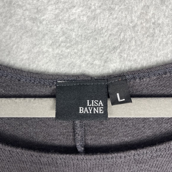 Lisa Bayne Soft Knit Sharkbite Tunic Top Gray Womens L Lagenlook Minimalist - Picture 4 of 7